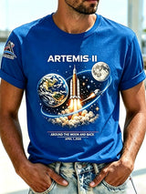 Retro Artemis II 2026 Rocket Launch Print T-Shirt