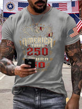 Men's Retro 250th Anniversary 1776-2026 America Turns 250 I Turn 50 1776 • 1976 • 2026 Print T-Shirt