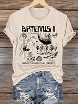 Women's  Lunar Landing Character Print T-Shirt