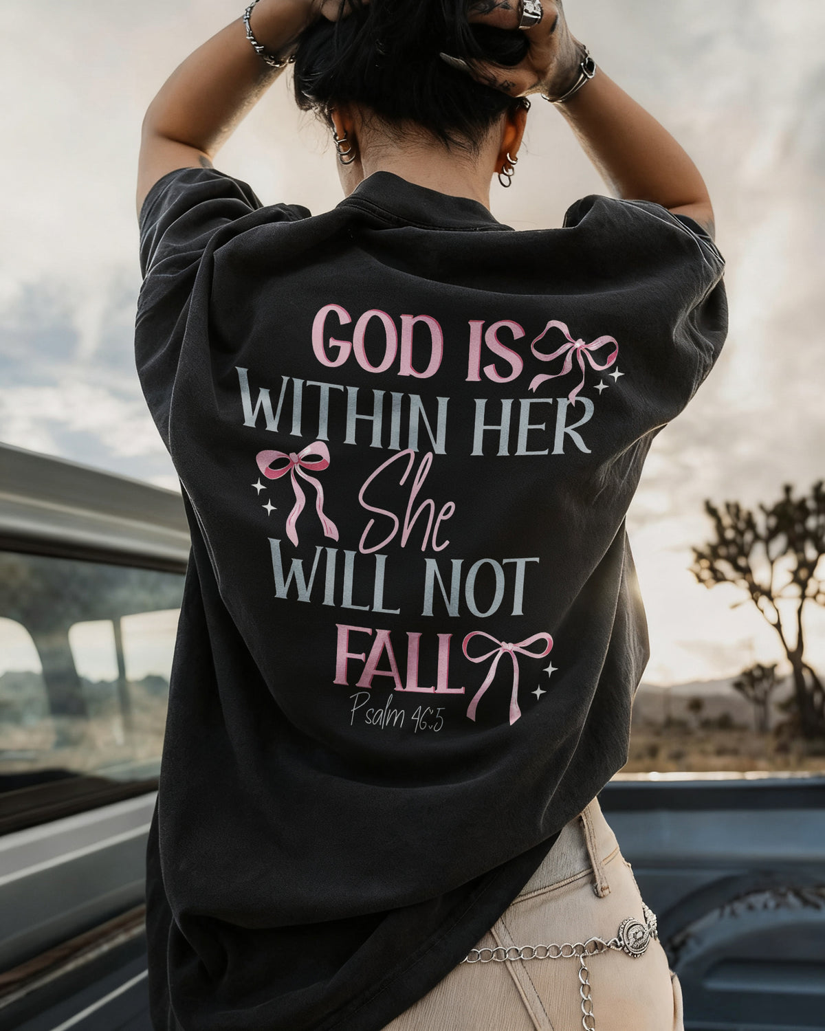 God Is Within Her She Will Not Fall Printed Women's T-shirt