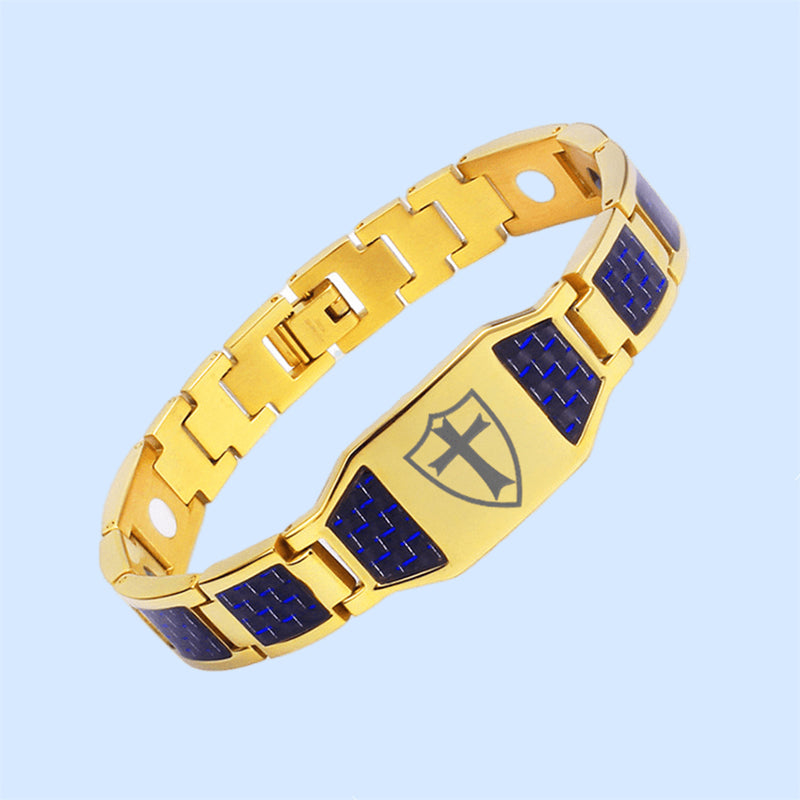 Charcoal fiber men's cross titanium magnet bracelet