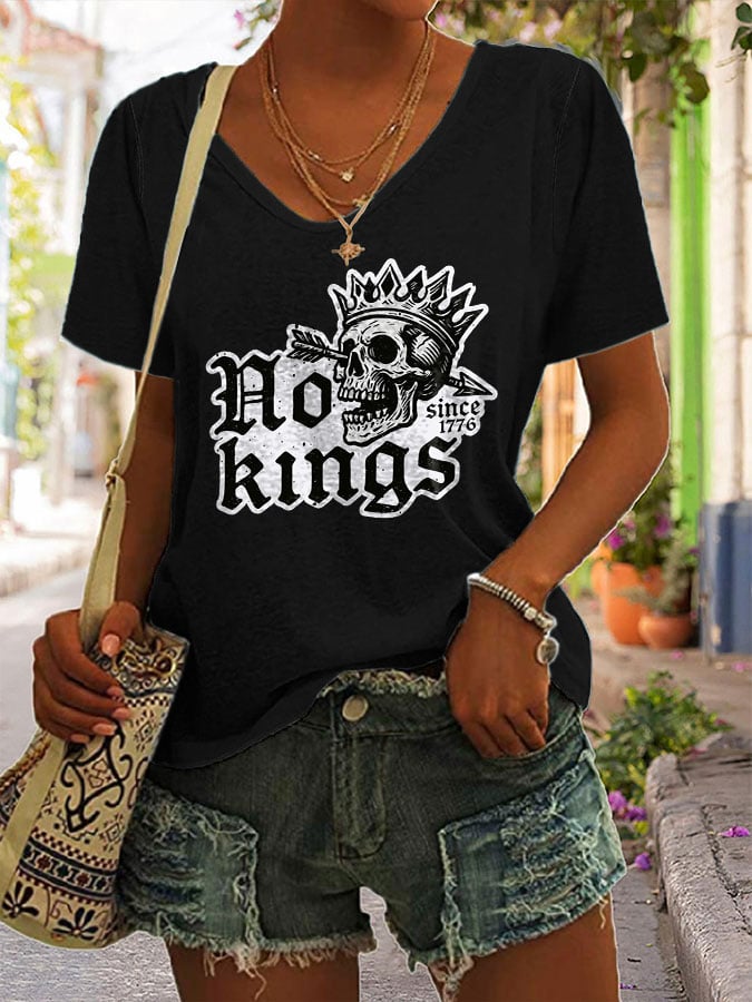🔥Buy 3 Get 15% Off🔥Women's Casual Retro Reject The King Print T-Shirt