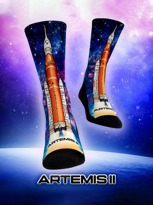 Unisex Artemis II "Ready for Launch" Printed Mid-Calf Socks