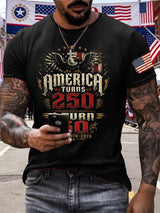 Men's Retro 250th Anniversary 1776-2026 America Turns 250 I Turn 50 1776 • 1976 • 2026 Print T-Shirt