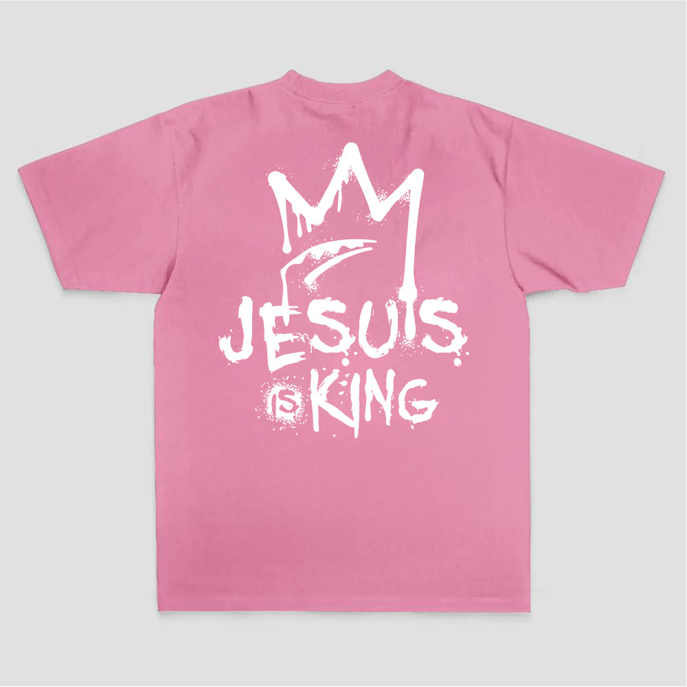 Jesus Is King Crown Graffiti Print Printed Women's T-shirt