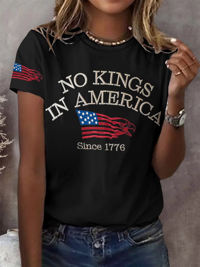 🔥Buy 3 Get 15% Off🔥Retro Retro No Kings In America Since 1776 Print T-Shirt