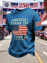 Men's Retro 250th Anniversary 1776-2026 America Turns 250 I Turn 50 1776 • 1976 • 2026 Print T-Shirt