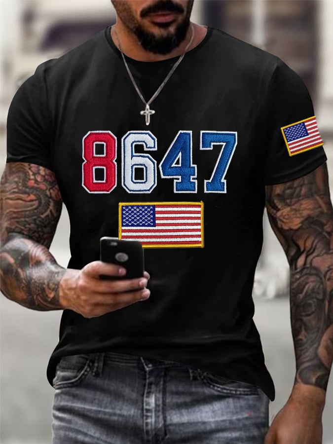 🔥Buy 3 Get 15% Off🔥Men's Retro8647 Flag Print Casual T-Shirt