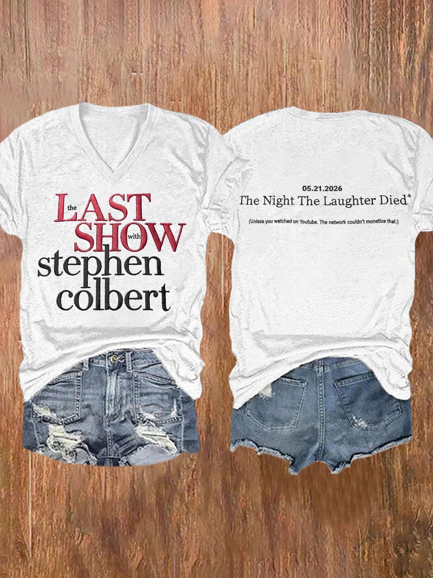 V-Neck Retro Last Show 05.21.2026 The Night The Laughter Died Print T-Shirt
