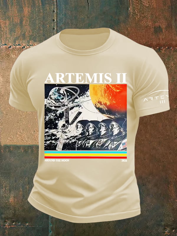 Men's  Lunar Landing Character Print T-Shirt