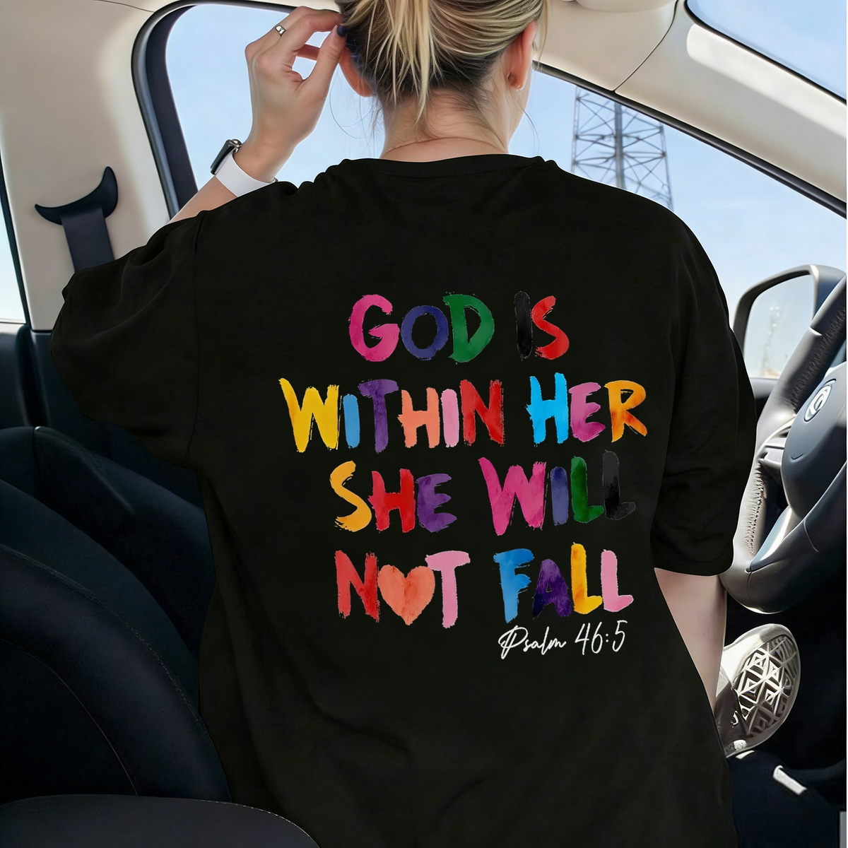 God Is Within Her She Will Not Fall Psalm 46:5 Printed Women's T-shirt
