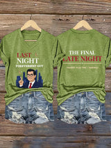 V-Neck Retro Last Night Foreverhost Guy The Final Late Night Tragedy Plus Time = Farewell Print T-Shirt