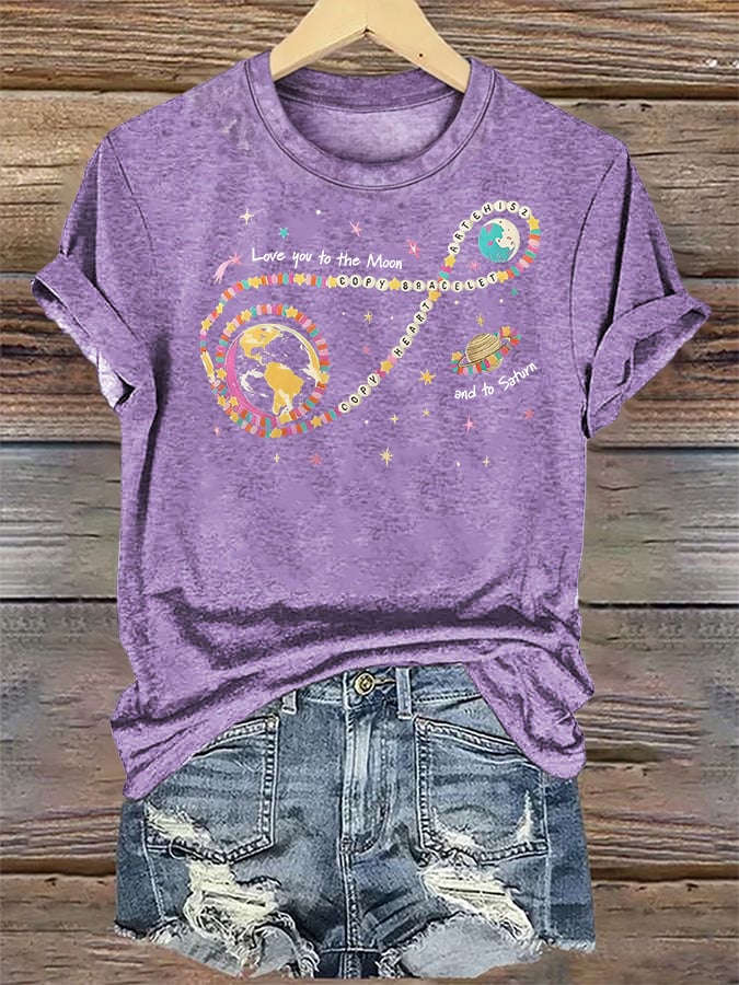 Women's  Fun Planet Print T-Shirt