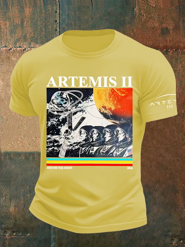 Men's  Lunar Landing Character Print T-Shirt