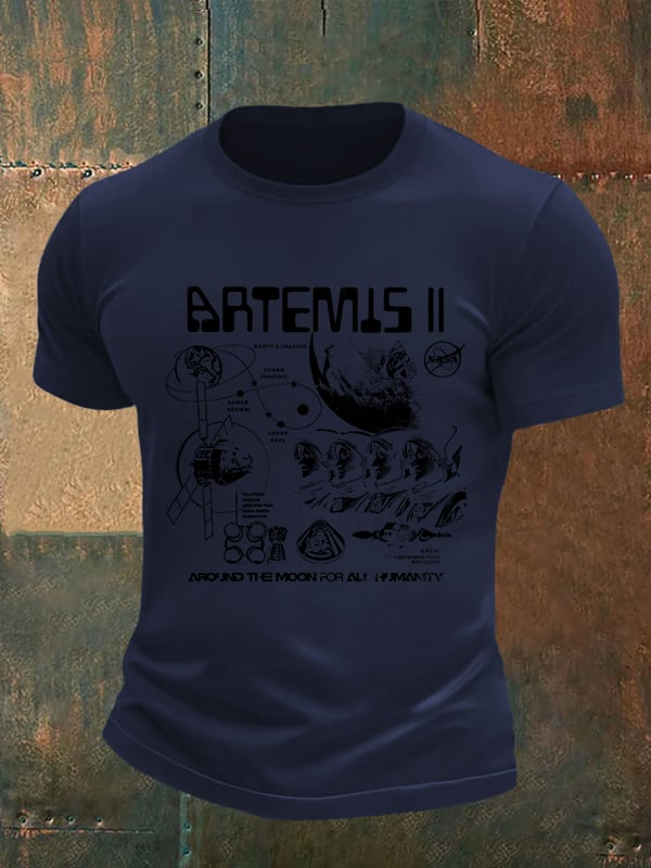 Men's  Lunar Landing Character Print T-Shirt