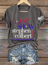 🔥Buy 3 Get 15% Off🔥V-Neck Retro  Last Show 05.21.2026 The Night The Laughter Died Print T-Shirt