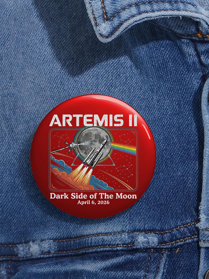 Unisex Retro Artemis II Dark Side Of The Moon Pin-Back Button