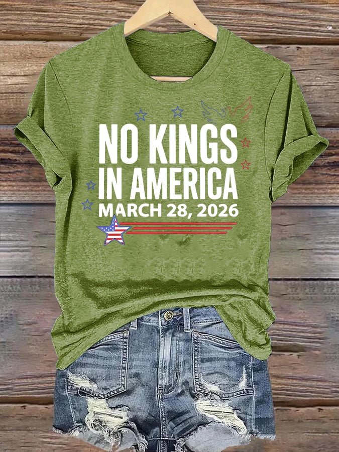 🔥Buy 3 Get 15% Off Women's  NO KINGS IN AMERICA  Print  T-Shirt