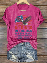 Women's  No Kings USA Patriotic Tee ,250 Years of Democracy printed T-shirt