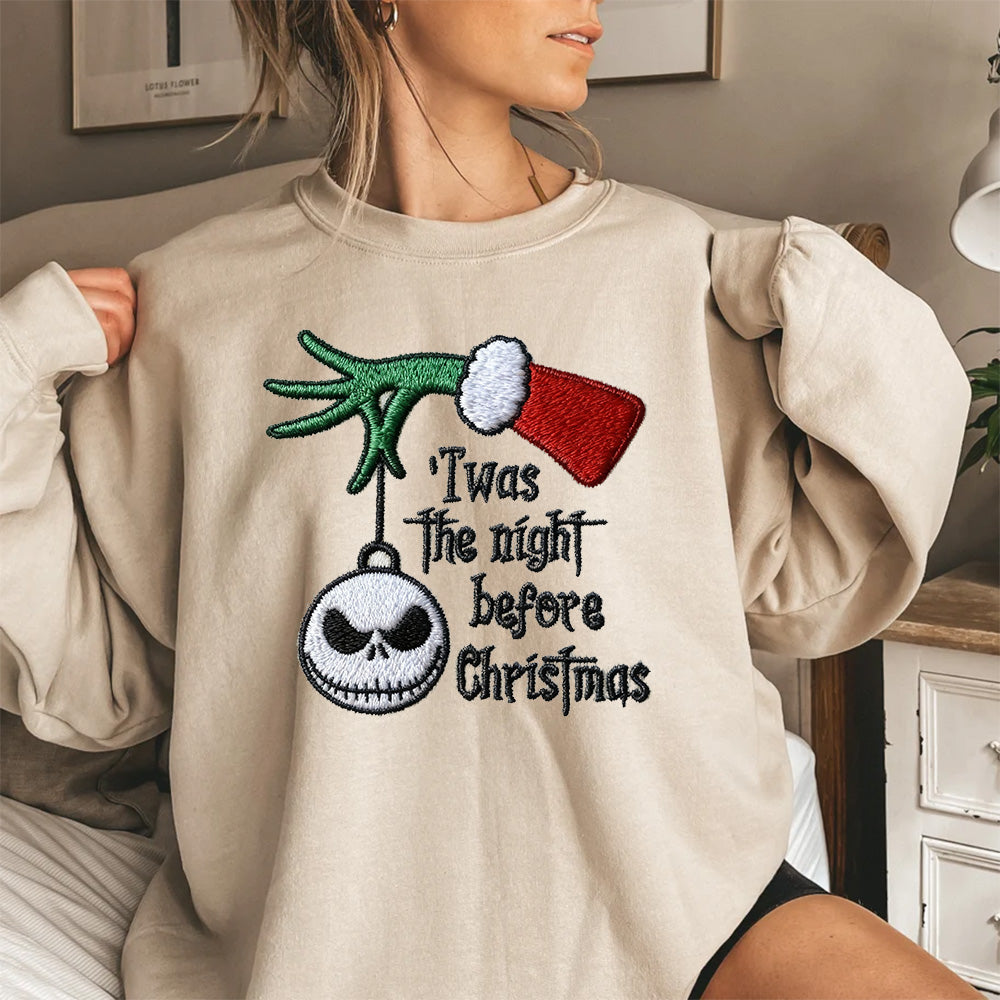Christmas themed shirt,Christmas Embroidered Shirt,"IT Was The night before Chritsmas" shirt.