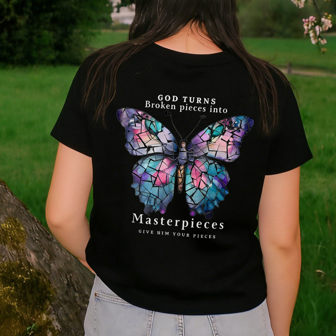 God Turns Broken Pieces Into Masterpieces Printed Women's T-shirt