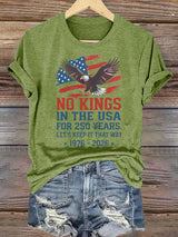 Women's  No Kings USA Patriotic Tee ,250 Years of Democracy printed T-shirt