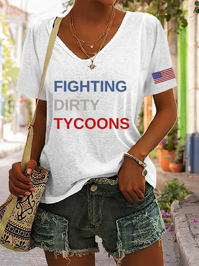 🔥Buy 3 Get 15% Off🔥Women's “Fighting Dirty Tycoons” Print Casual T-Shirt