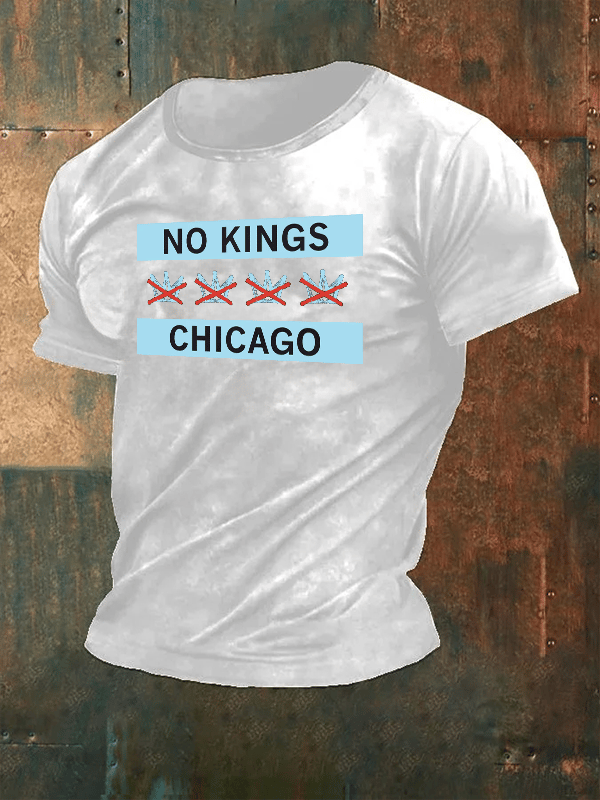 🔥Buy 3 Get 15% Off🔥Men's  No Kings Chicago Flag Print  T-Shirt