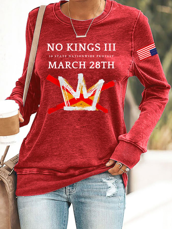 🔥Buy 3 Get 15% Off Retro No Kings III 50 State Nationwide Protest March 28th Print Sweatshirt
