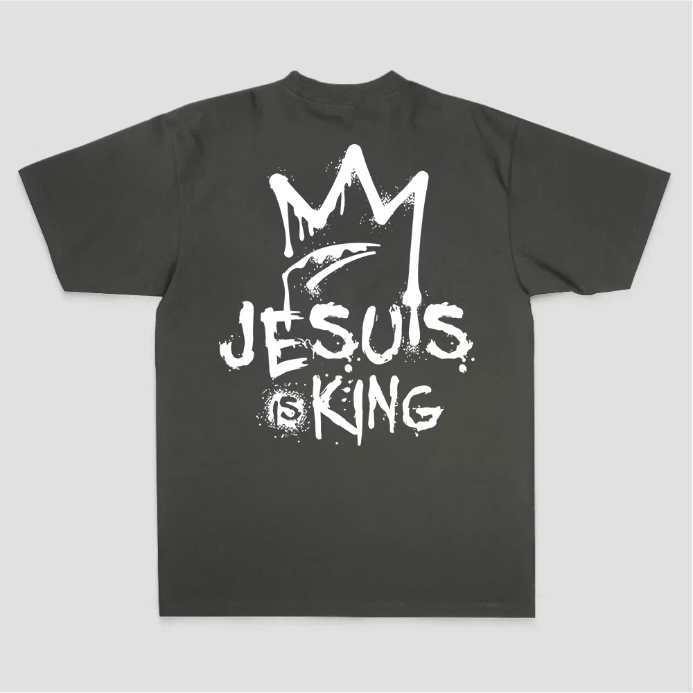 Jesus Is King Crown Graffiti Print Printed Women's T-shirt
