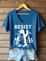 🔥Buy 3 Get 15% Off🔥Women's Penguins Resist Printed V Neck T-shirt