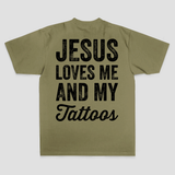 Jesus Loves Me And My Tattoos Printed Men's T-shirt