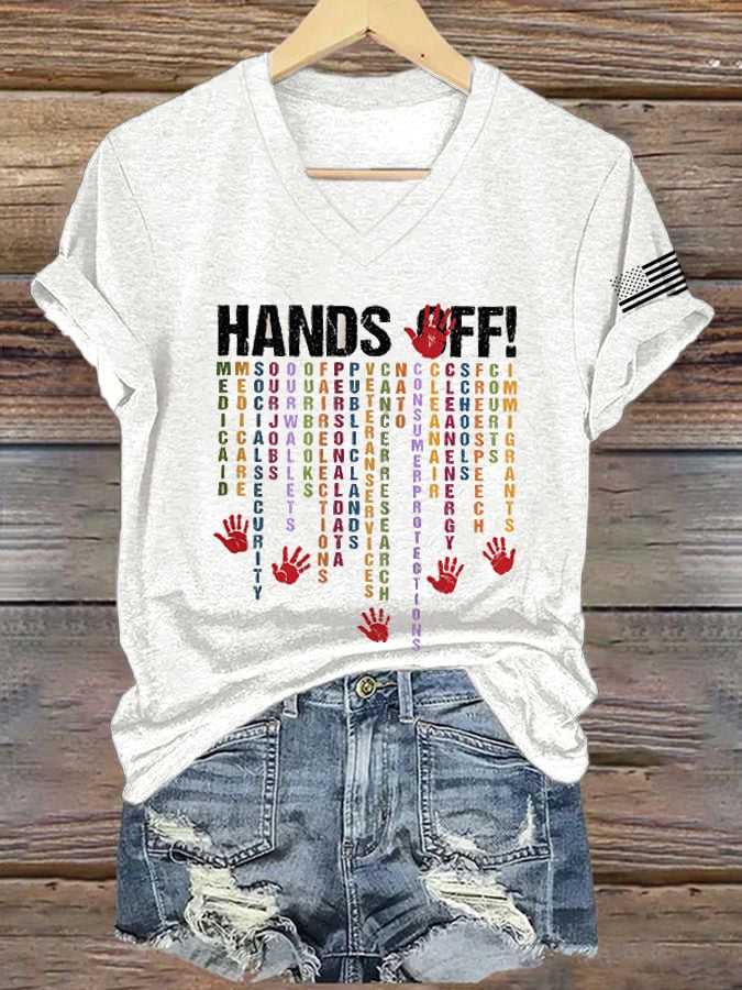 🔥Buy 3 Get 15% Off🔥Women's FDT “Hands Off ” Print Casual T-Shirt