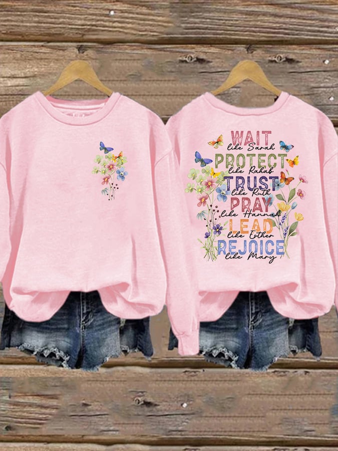 Women'S Casual Faith Print Sweatshirt