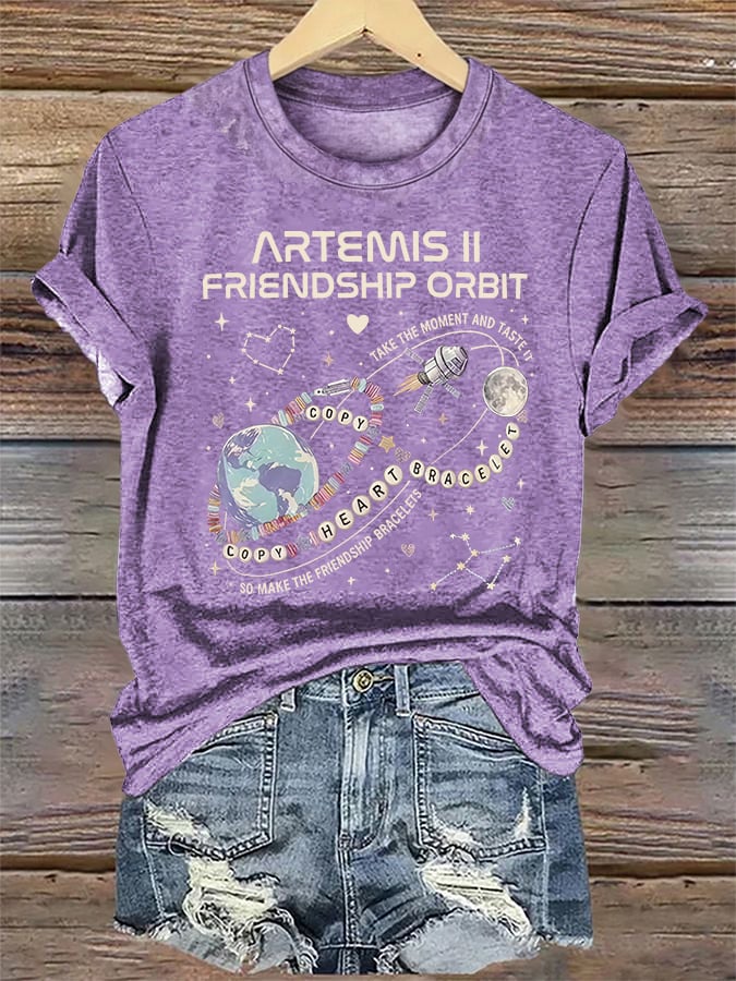 Women's  Fun Planet Print T-Shirt