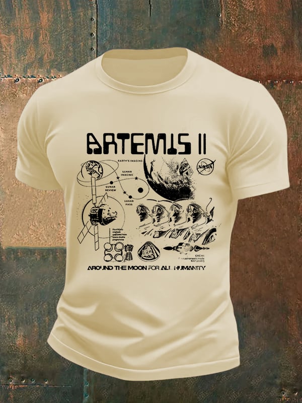 Men's  Lunar Landing Character Print T-Shirt