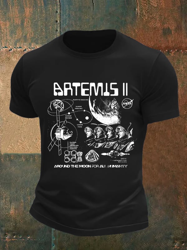 Men's  Lunar Landing Character Print T-Shirt