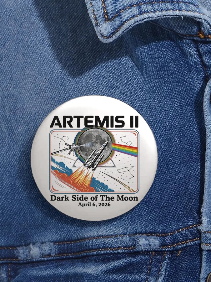 Unisex Retro Artemis II Dark Side Of The Moon Pin-Back Button