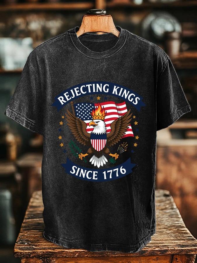 🔥Buy 3 Get 15% Off🔥Men's “Rejecting Kings Since 1776” Print T-Shirt