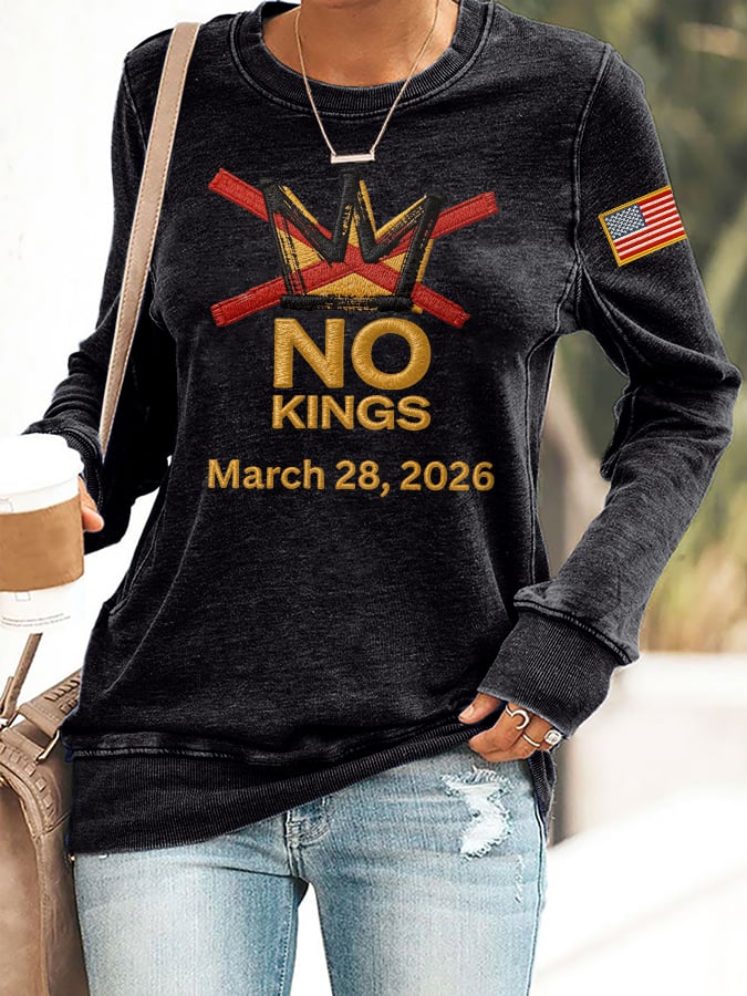 Retro No Kings Day March 28 2026 Print Sweatshirt