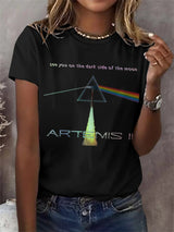 Retro Artemis II See You On The Dark Side Of The Moon Print T-Shirt