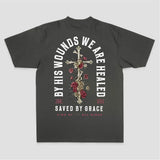 By His Wounds We Are Healed Saved By Grace King Of All Kings Printed Women's T-shirt
