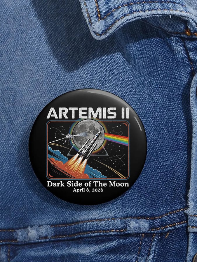 Unisex Retro Artemis II Dark Side Of The Moon Pin-Back Button