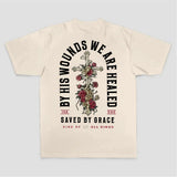 By His Wounds We Are Healed Saved By Grace King Of All Kings Printed Women's T-shirt