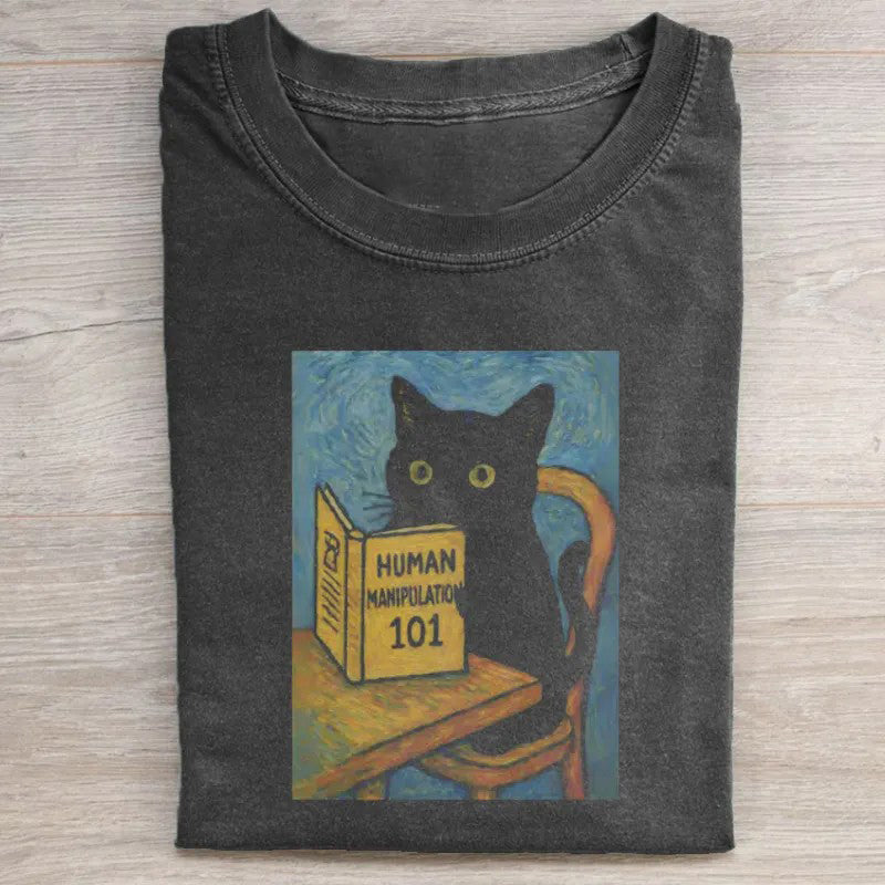 Funny black Cat  Reading T-shirt