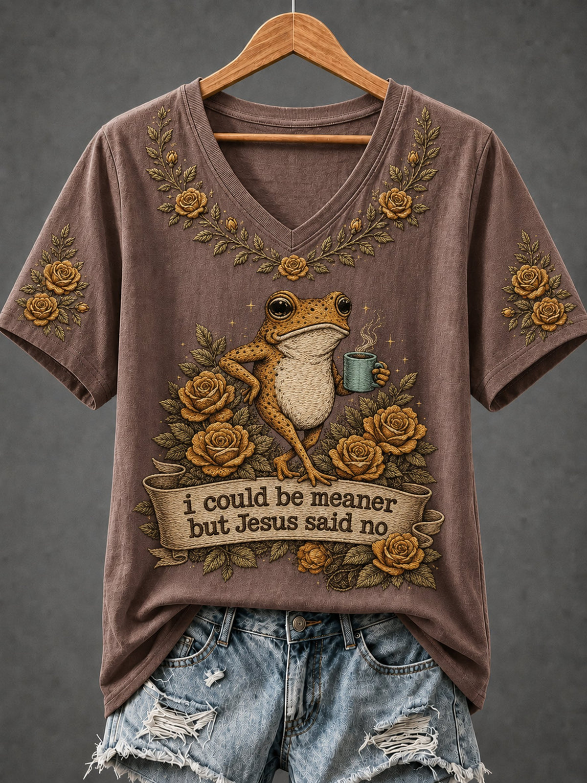 Women's Fun Frog-Print Top