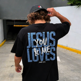 Jesus Loves You & Me John 15:13 Printed Men's T-shirt