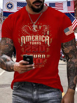 Men's Retro 250th Anniversary 1776-2026 America Turns 250 I Turn 50 1776 • 1976 • 2026 Print T-Shirt