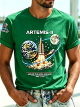 Retro Artemis II 2026 Rocket Launch Print T-Shirt