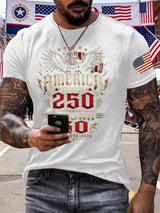 Men's Retro 250th Anniversary 1776-2026 America Turns 250 I Turn 50 1776 • 1976 • 2026 Print T-Shirt
